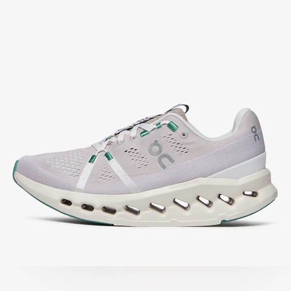 On Running Cloudsurfer 'Pearl Ivory' Women's White and Green Sneakers Size 7 - Picture 2 of 10